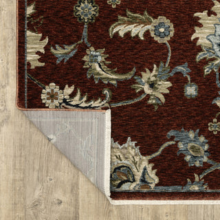 Cary Traditional Floral Area Rug, Red/ Multi, 5'3" X 7'6"