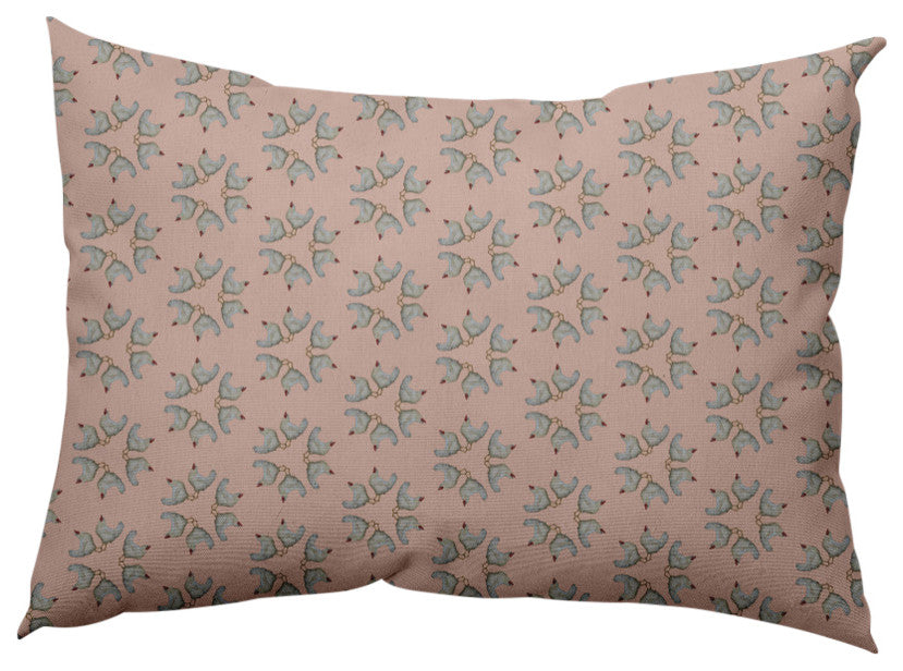 Chickens-go-round Easter Decorative Lumbar Pillow, Sunwashed Red, 14x20"
