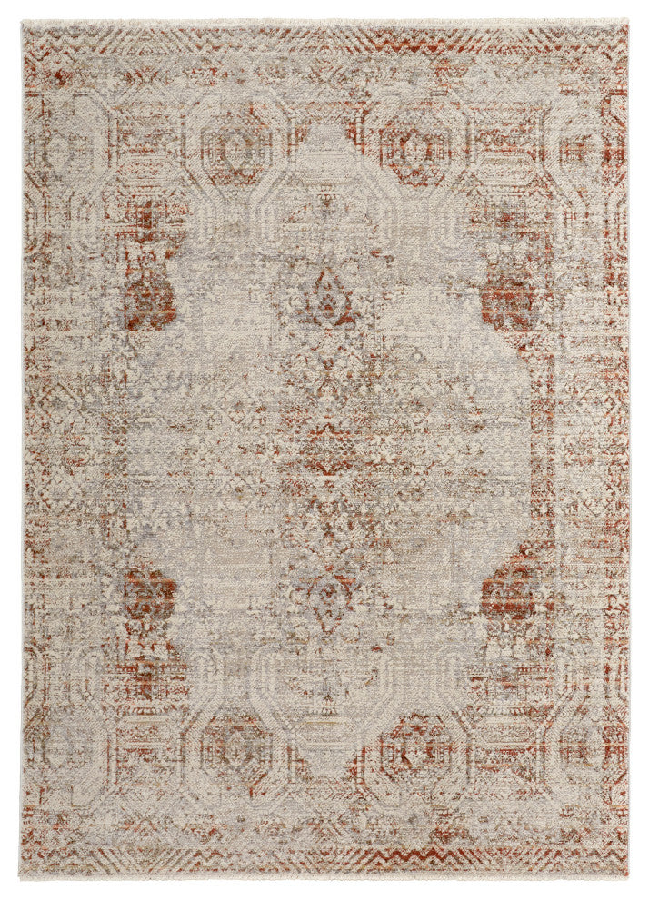 Weave & Wander Frencess Rug, Silver/Terracotta, 5' X 7'-9" Rug
