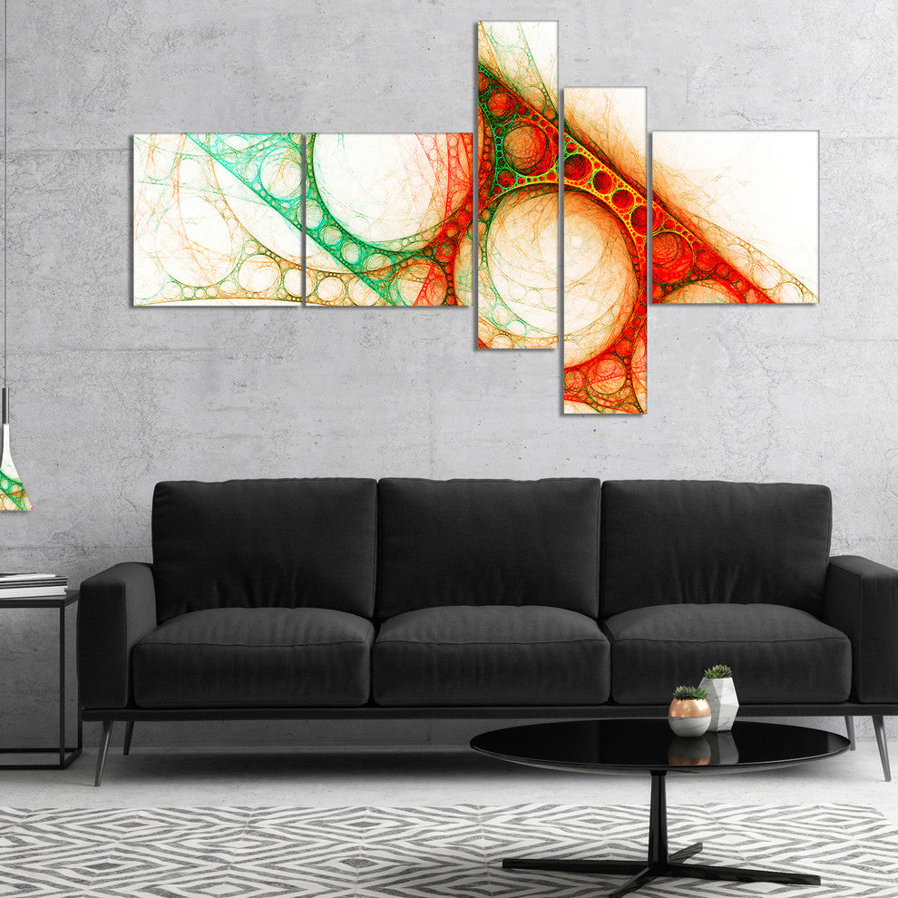 Red Green Metal Constructions, Abstract Canvas art print, 60"x32", 5 panels