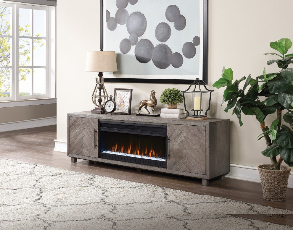 80" Fireplace Console Entertainment, Gray