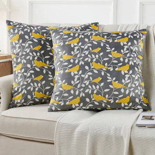 Canary Pillow Cover 2 Piece Set,Gray/Lemon, 26" X 26"
