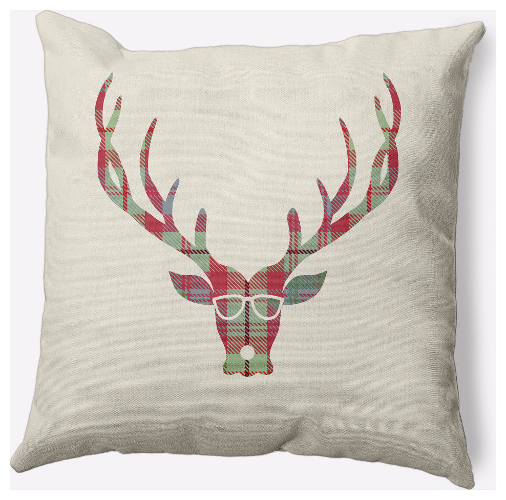 Cool Dude Holiday Reindeer Decorative Throw Pillow, Sage Green, 26"x26"