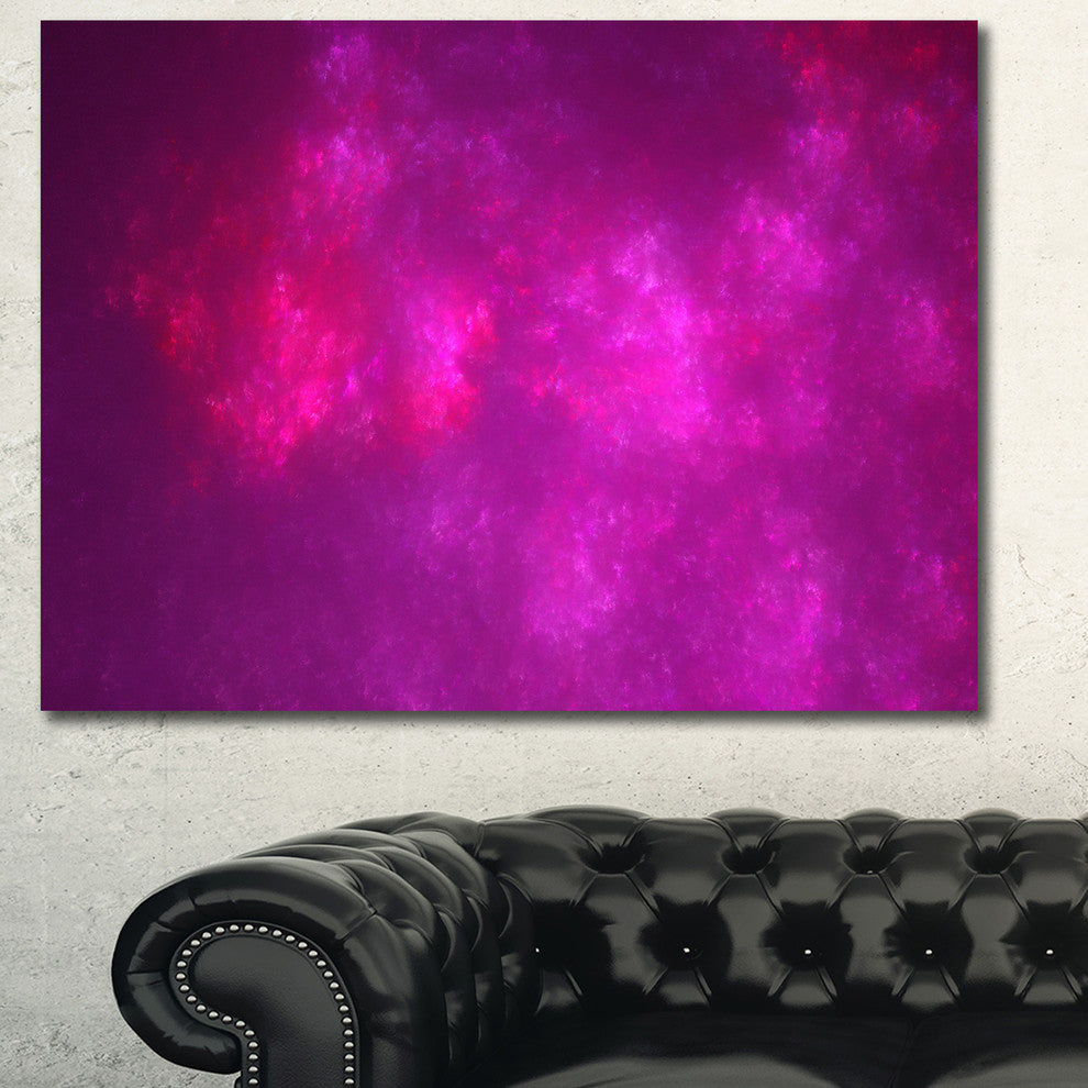Bright Pink Starry Fractal Sky, Oversized Abstract Canvas Art Print, 60x40
