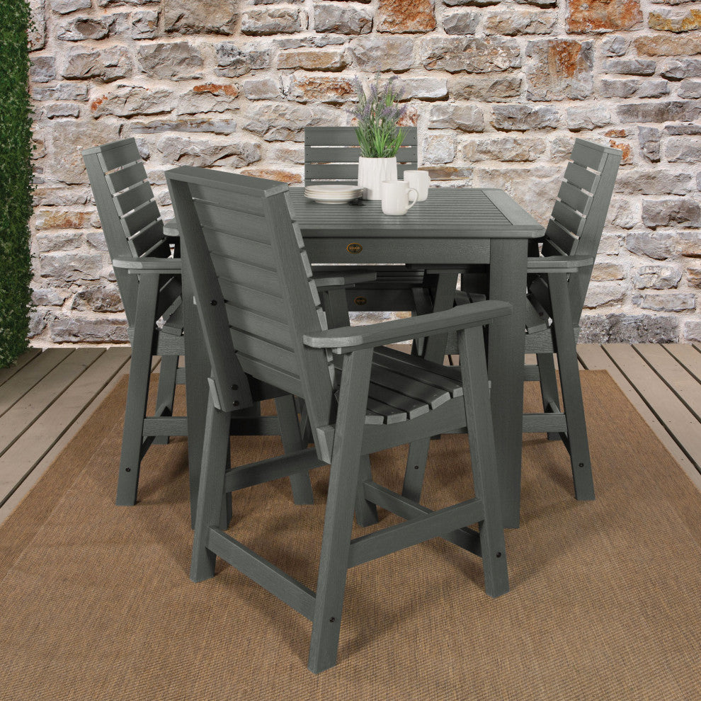 Glennville 5-Piece Square Counter Dining Set, Weathered Acorn, Coastal Teak