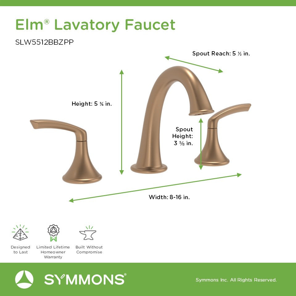 Elm Lavatory Faucet, Brushed Bronze, Push Pop Drain