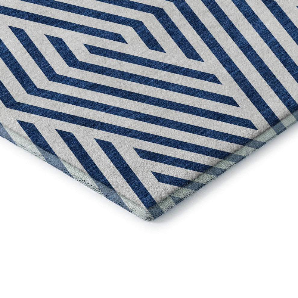 Premium Machine Washable Mayfield AMF550 Navy 3' x 5' Rug