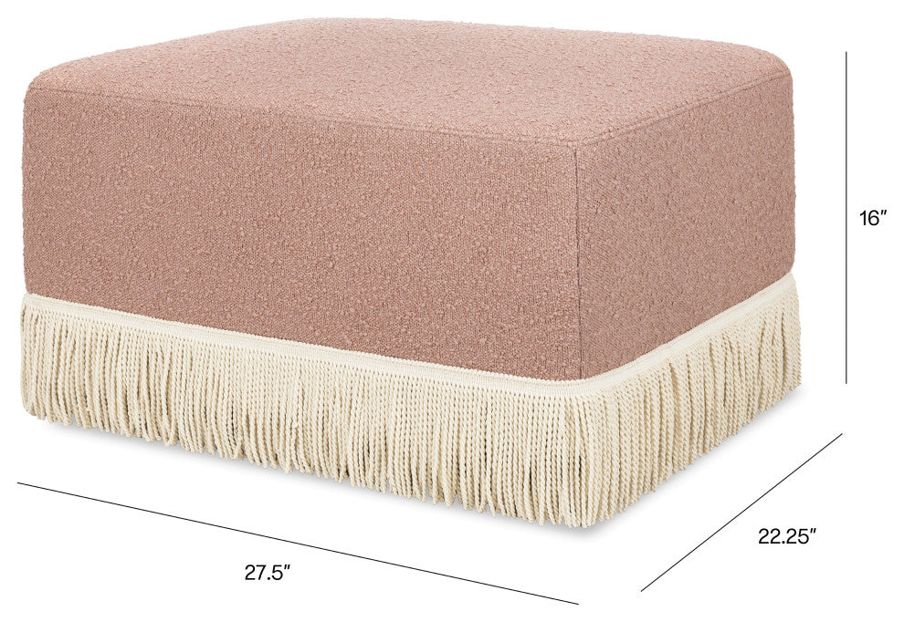 Crawford Gliding Ottoman, Boucle with Tassel Fringe, Rose