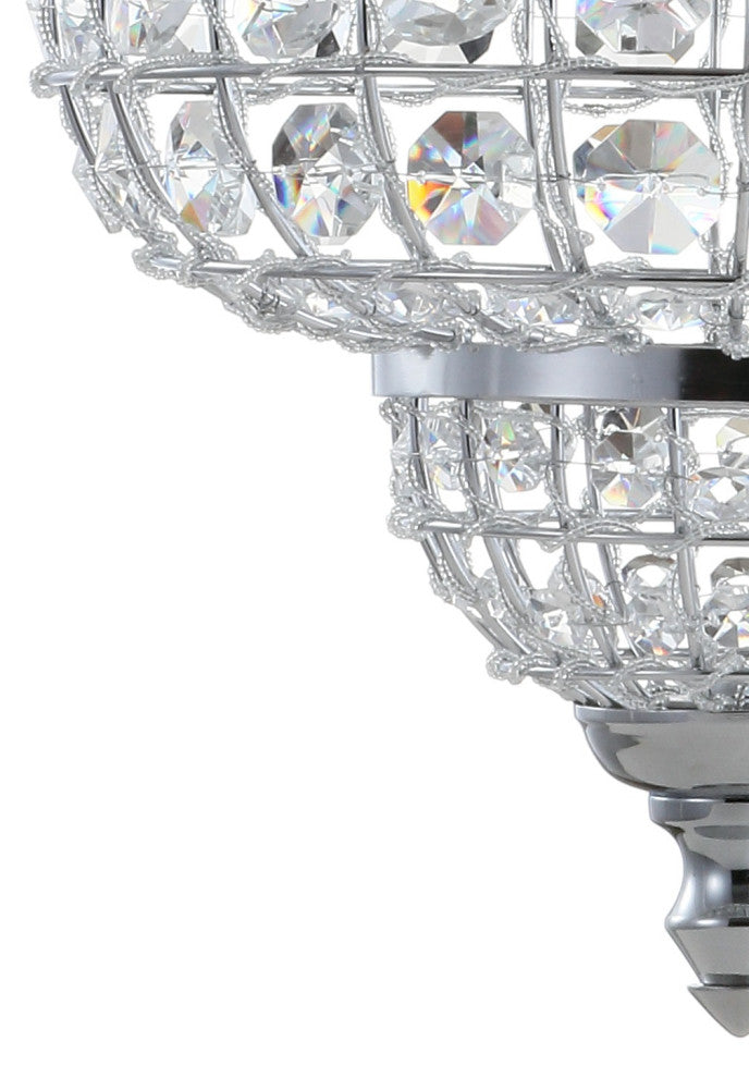 Juliette 12" Crystal, Metal LED Chandelier Pendant, Chrome