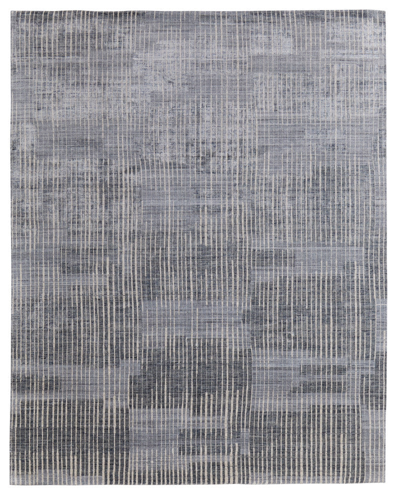 Kinton Modern Abstract, Blue/Ivory/Gray, 2'x3' Area Rug