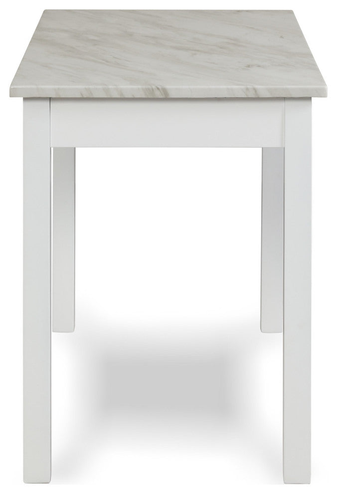 Benzara BM272065 Jay 48" Desk With Drawer and Faux Marble Top, White