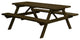 Pine Picnic Table with Attached Benches, Coffee, 5 Foot