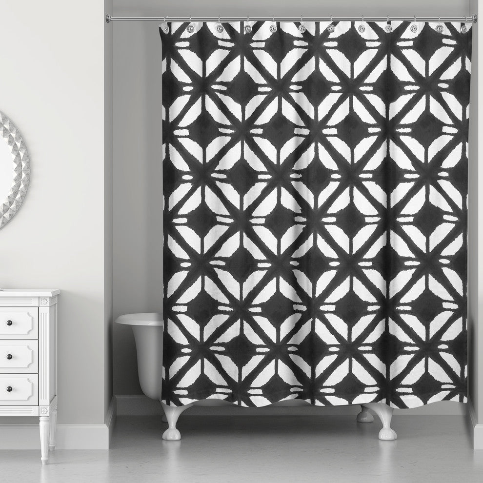 Watercolor Diamond Shower Curtain, Black