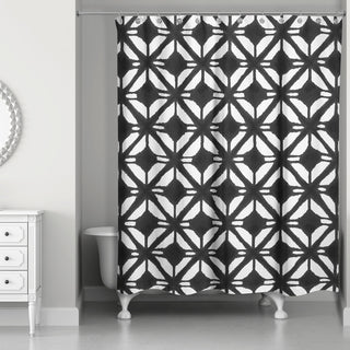 Watercolor Diamond Shower Curtain, Black