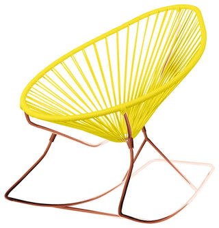 Acapulco Indoor/Outdoor Handmade Rocker, Yellow Weave, Copper Frame