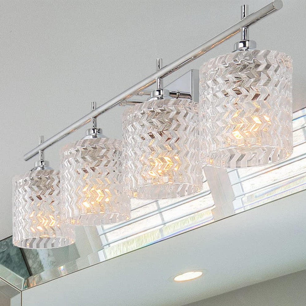 Vanity Art Modern Crystal Cut 4-Light Vanity Fixture, Chrome