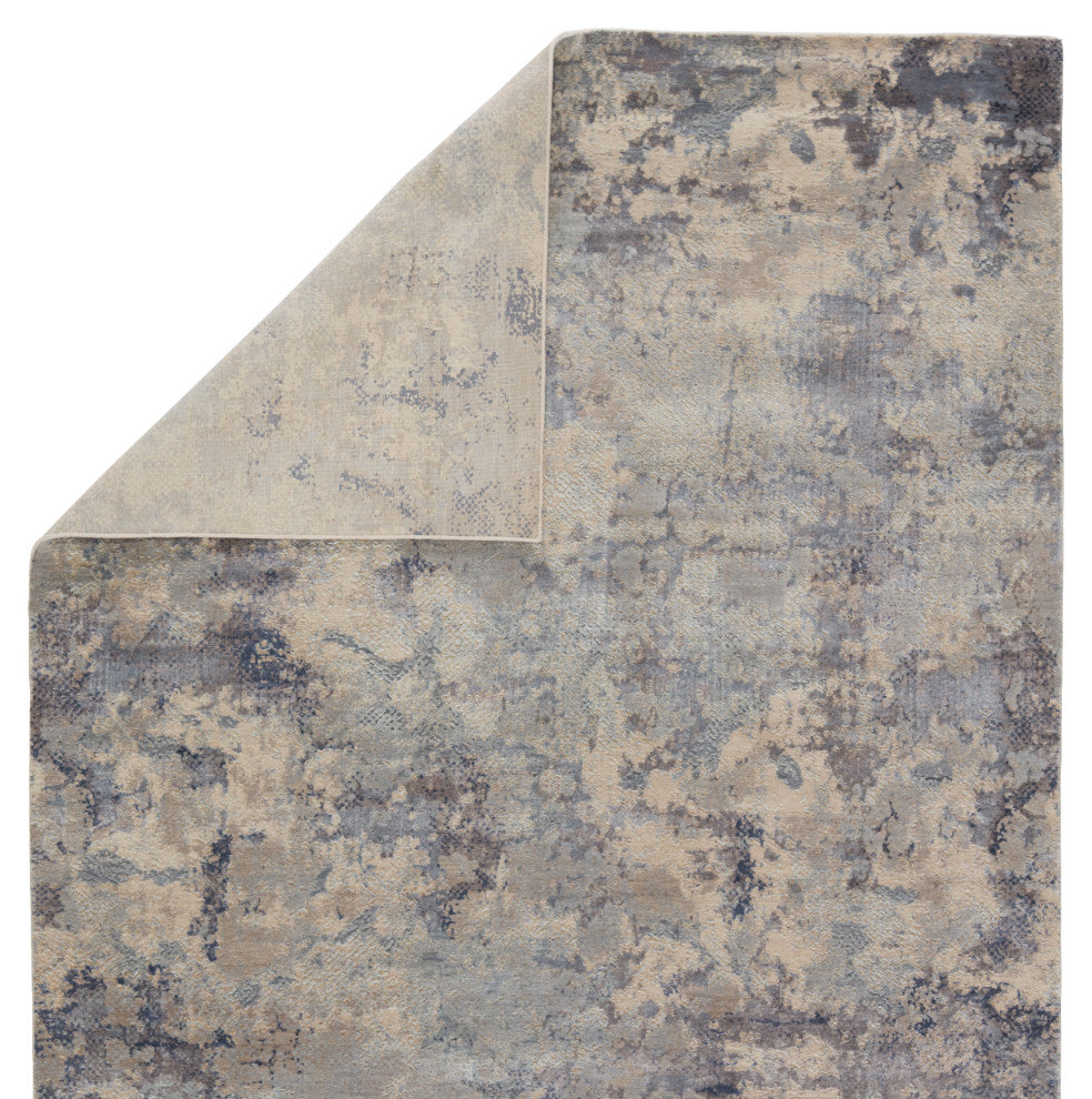 Kavi by Jaipur Living Khamaj Knotted Abstract Light Gray/Blue Area Rug, 10'x14'