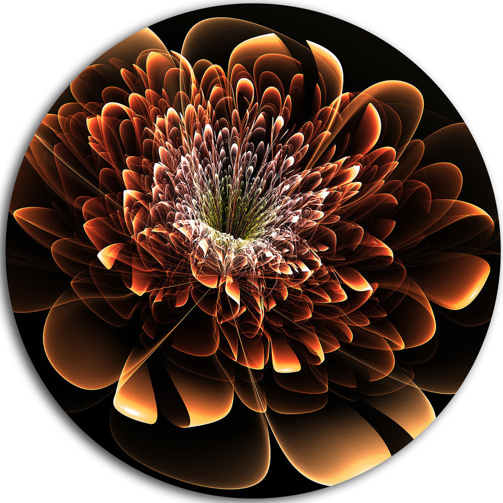 Brown Fractal Flower, Floral Digital Art Round Wall Art, 11"