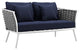 Stance Outdoor Patio Aluminum Loveseat White Navy