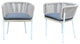 Melina Outdoor Wood, Aluminum and Rope Dining Chair, White Legs, Set of 2
