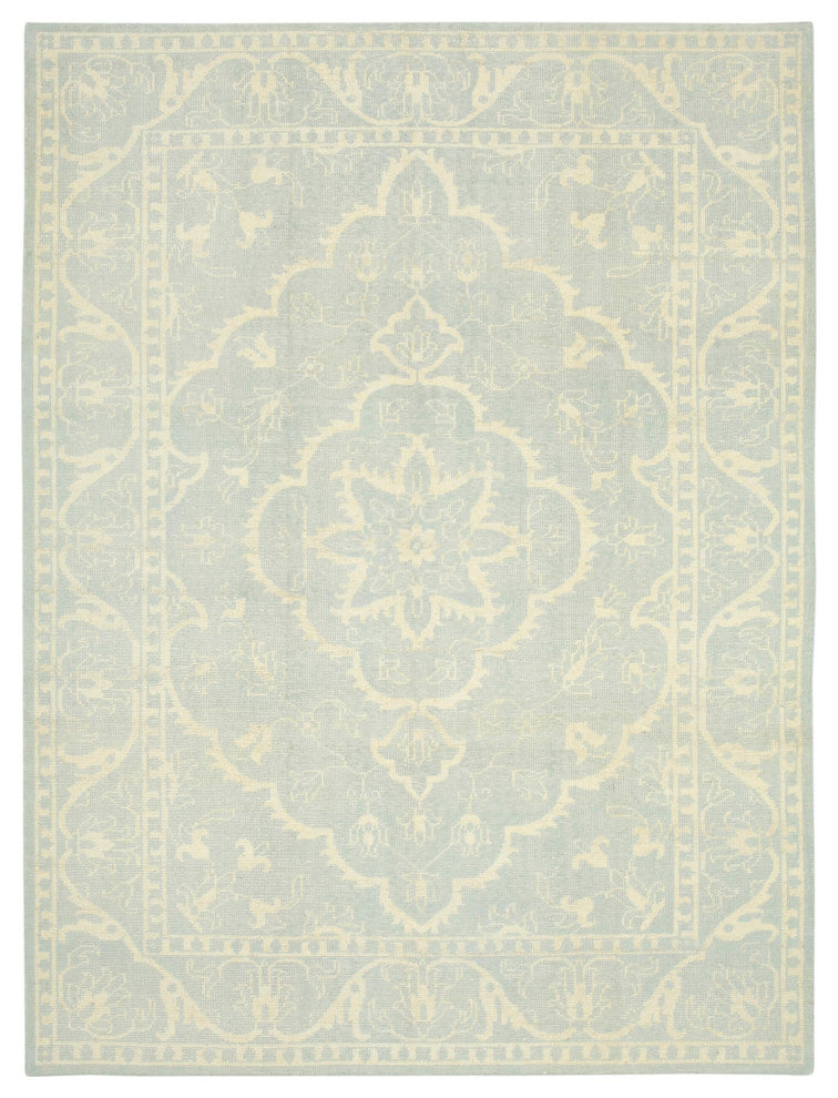 Rug N Carpet - Handwoven Oriental 8' 11" x 11' 11" Pastel Beige Oushak Rug