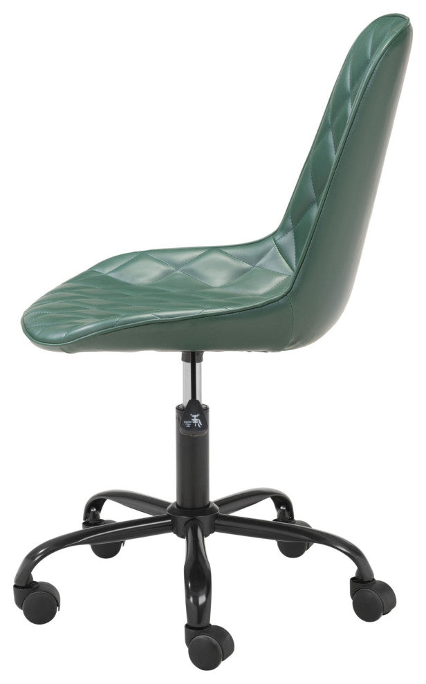 Computer Chair, Faux Vinyl Leather, Steel, Green, Black, Home Business Office