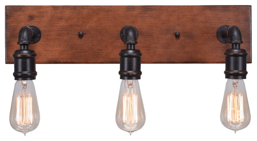 Portland 3-Light Bath Bar with Amber Antique Bulbs