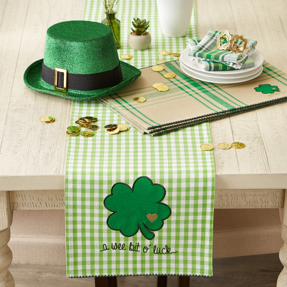 A Wee Bit O Luck Embroidered Table Runner 13x72