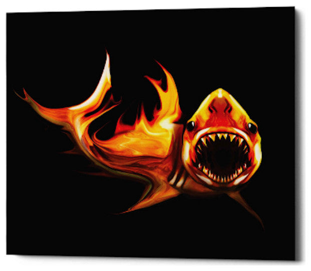 Epic Graffiti "White Shark" by Michael Stewart Giclee Canvas Wall Art, 16"x18"