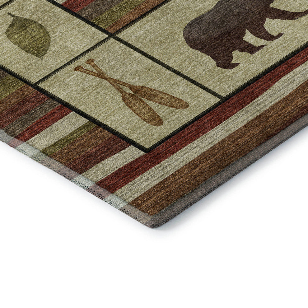 Addison Premium Washable Mayfield AMF143 Red 10'' x 14'' Rug