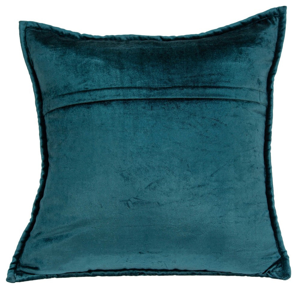 20" X 7" X 20" Transitional Teal Solid Quilted Pillow Cover With Poly Insert