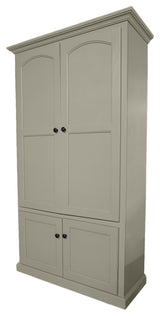 Extra Wide Traditional Kitchen Pantry Cabinet With Arched Doors, Concord Cherry