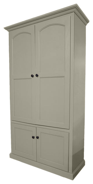 Extra Wide Traditional Kitchen Pantry Cabinet With Arched Doors, Concord Cherry