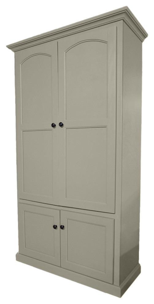 Extra Wide Traditional Kitchen Pantry Cabinet With Arched Doors, Concord Cherry