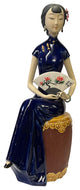 Chinese Oriental Ceramic Cheongsam Blue Qipao Dressing Lady Figure Hws3100