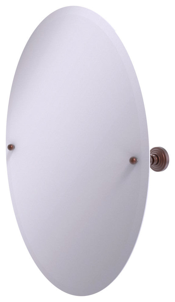 Frameless Oval Beveled Edge Tilt Mirror, Antique Copper