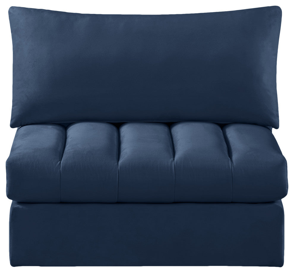 Jacob Velvet Upholstered Modular Armless Chair, Navy