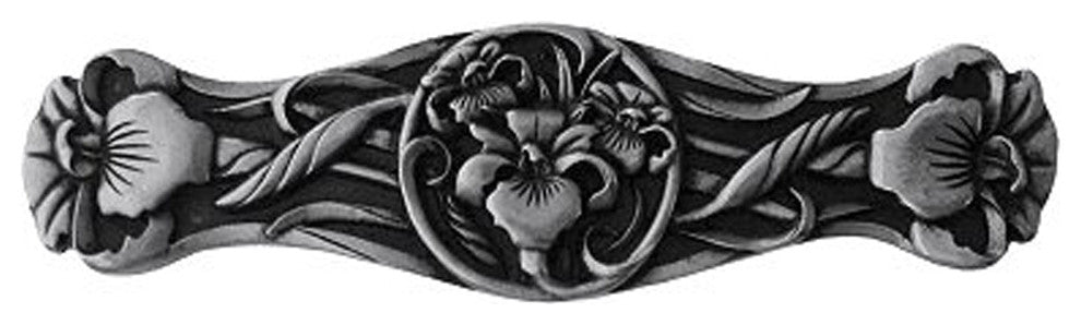 River Irises Pull Antique Brass, Brilliant Pewter