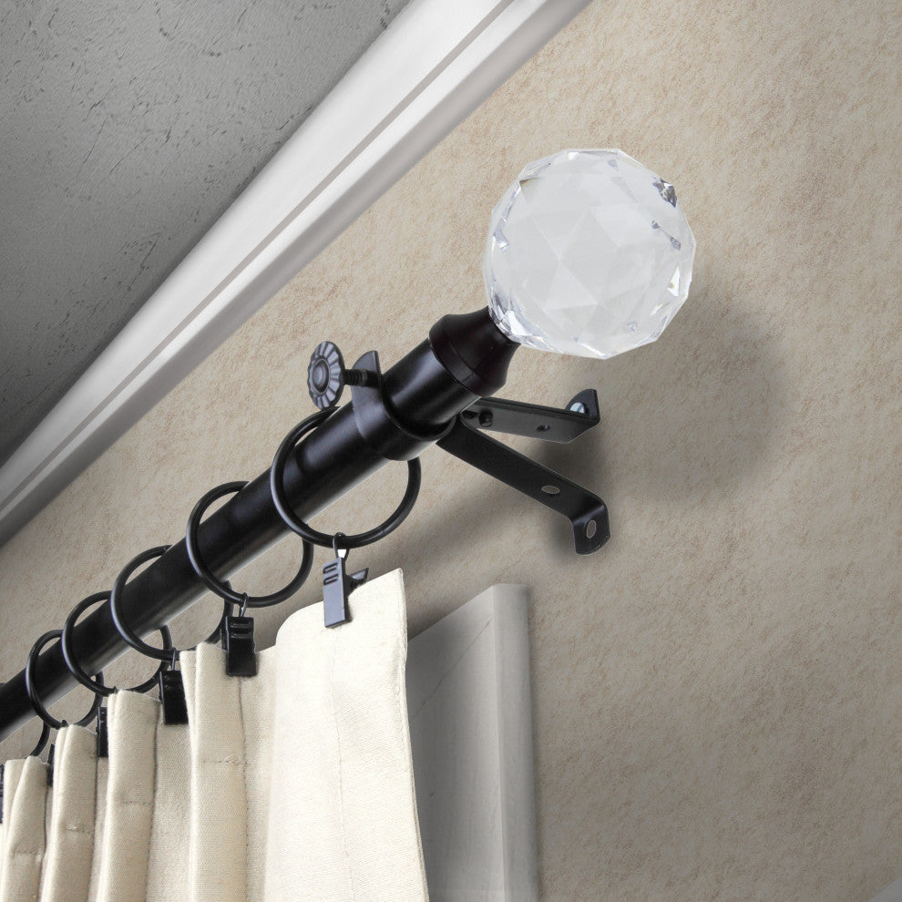 Twinkle 13/16" Diameter Curtain Rod, Black, 18-28"