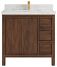 Elizabeth 36 Center Sink Bath Vanity in Dark Walnut Teak 2" Calacatta Nuvo