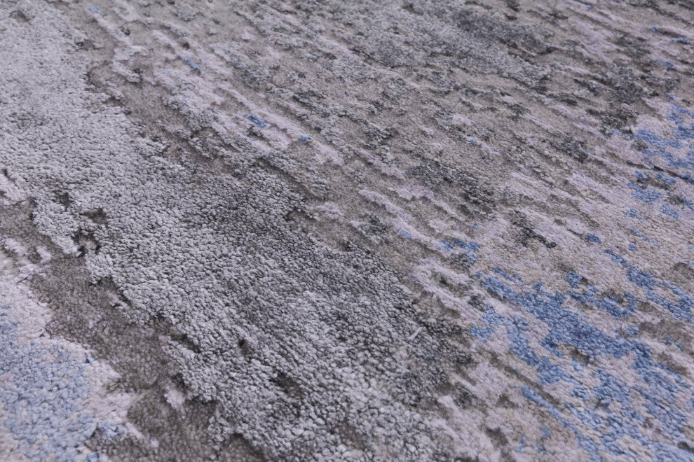 7' 10" X 9' 9" Abstract Wool and Silk Hand Knotted Rug Q11784