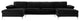 Large Velvet Fabric U-Shape Sectional Sofa, Black