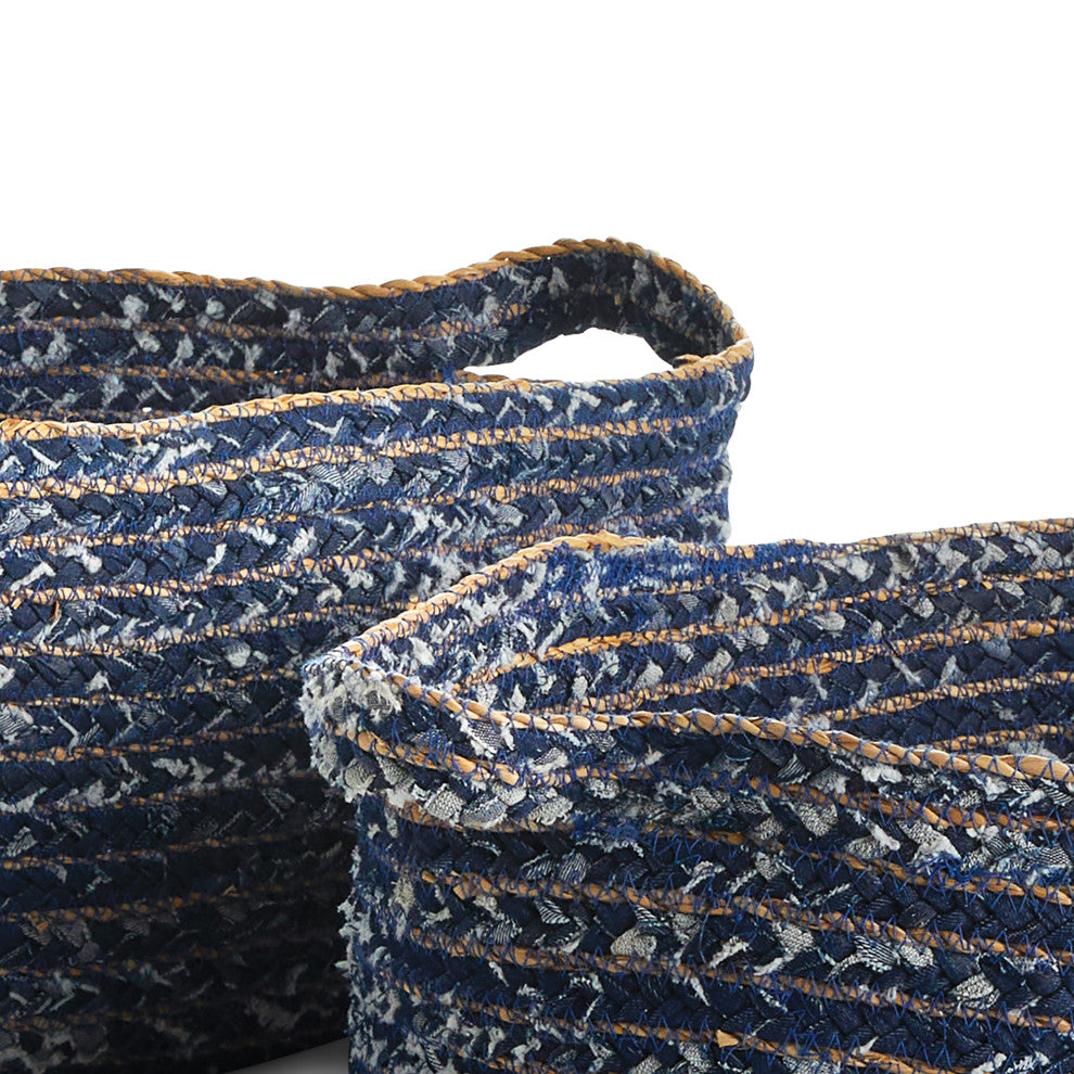 Denim Oval Baskets, Set of 2