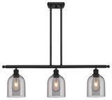 Ballston-Bella 3-Light 36" Stem Island Light, Matte Black, Light Smoke