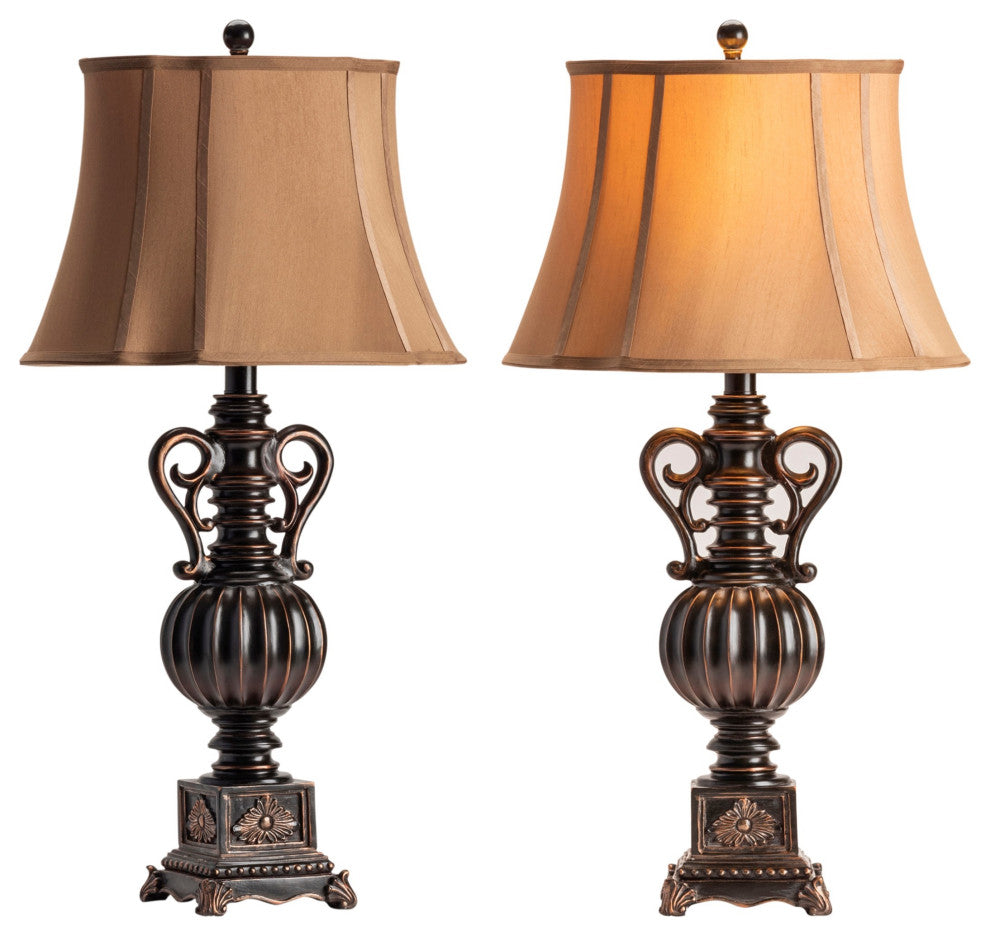 Moira Table Lamp Resin Black Bronze Finish, Set of 2