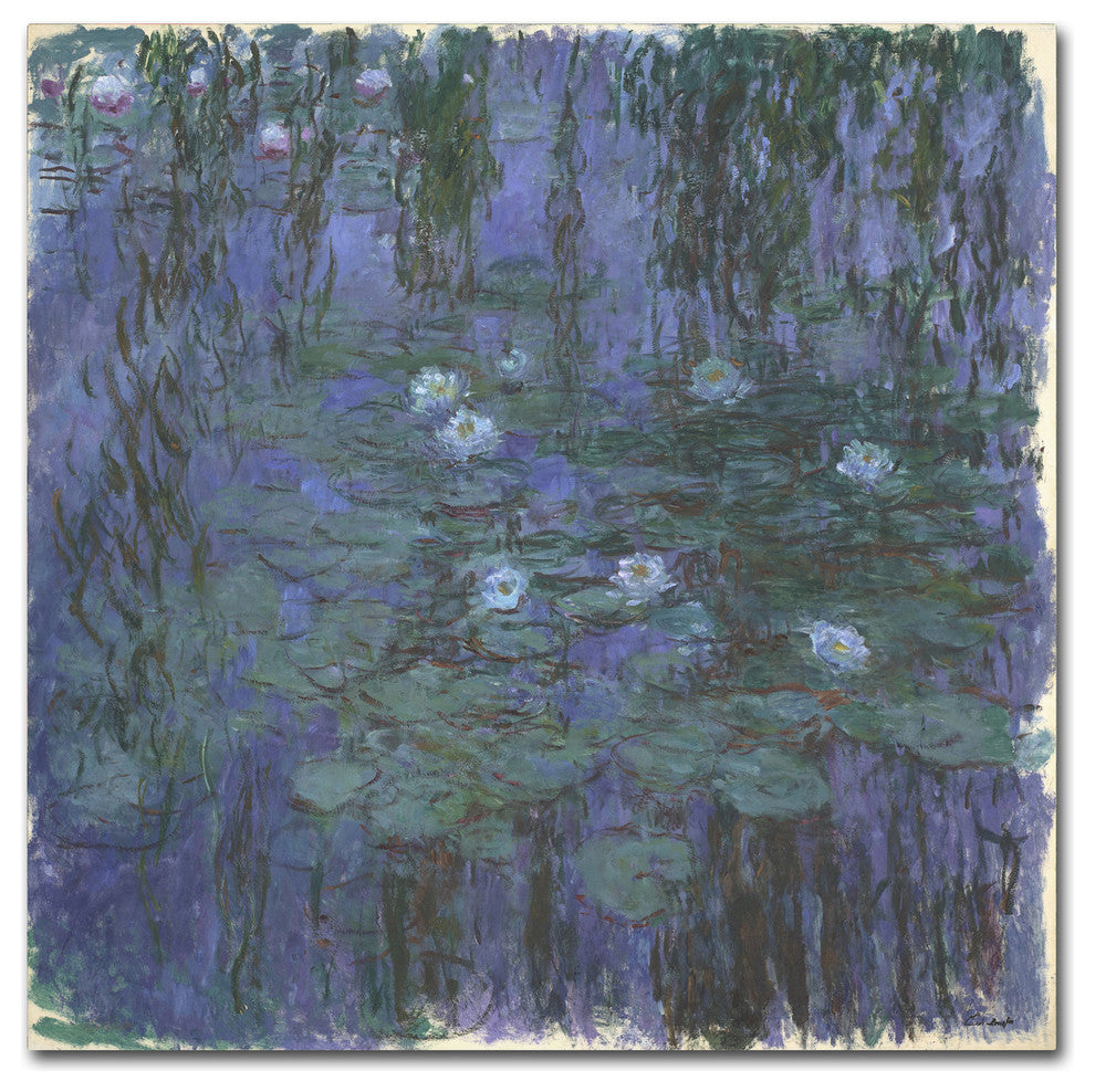 Monet 'Blue Water Lilies' Canvas Art, 14 x 14