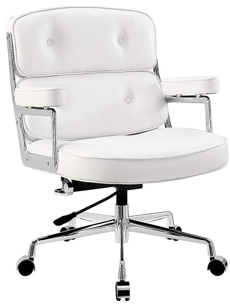 Modern Lobby Executive Office Chair Genuine Leather, White
