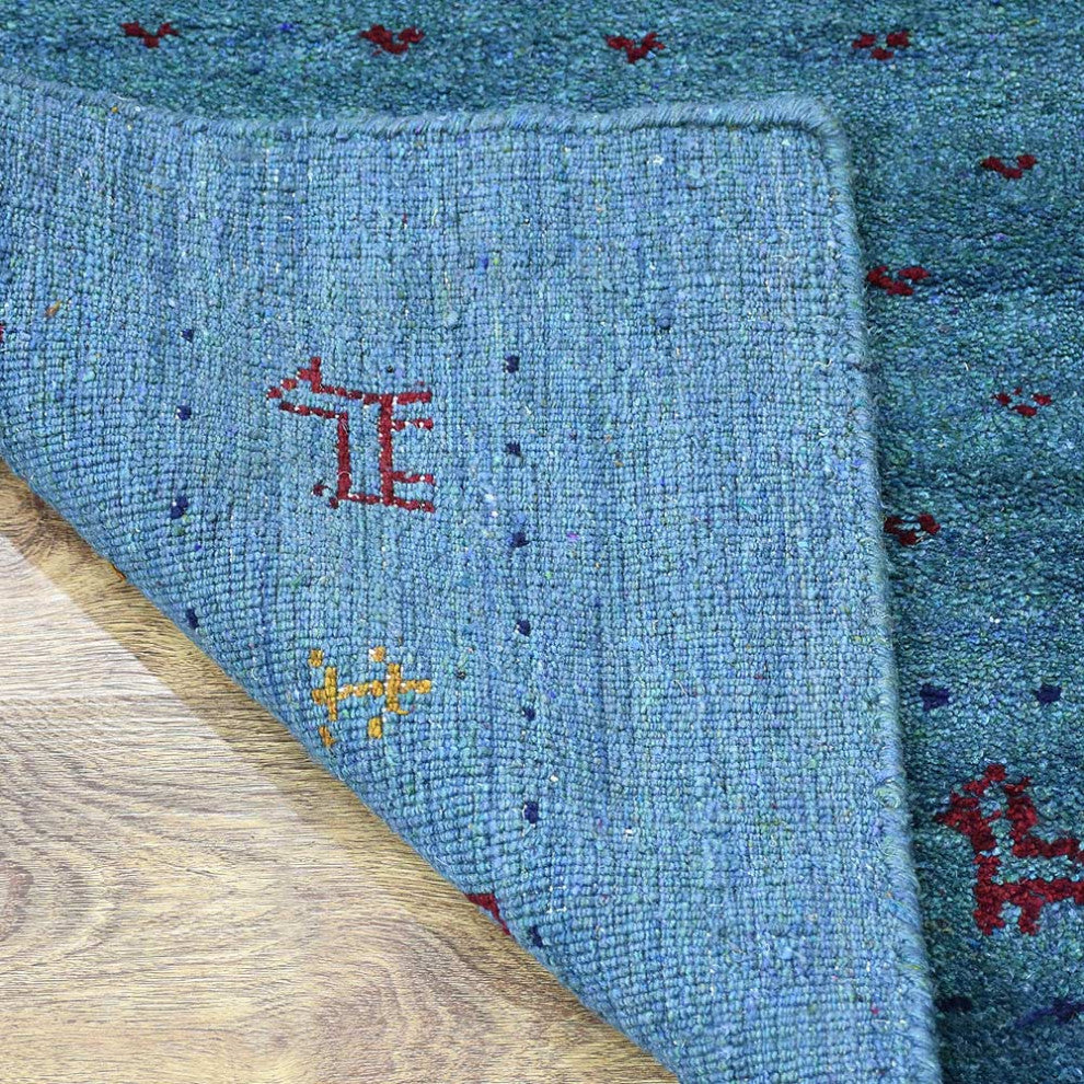HAND KNOTTED LOOM SILK ECO-FRIENDLY RUGS-5'x8',Rectangle,Light Blue,Contemporary
