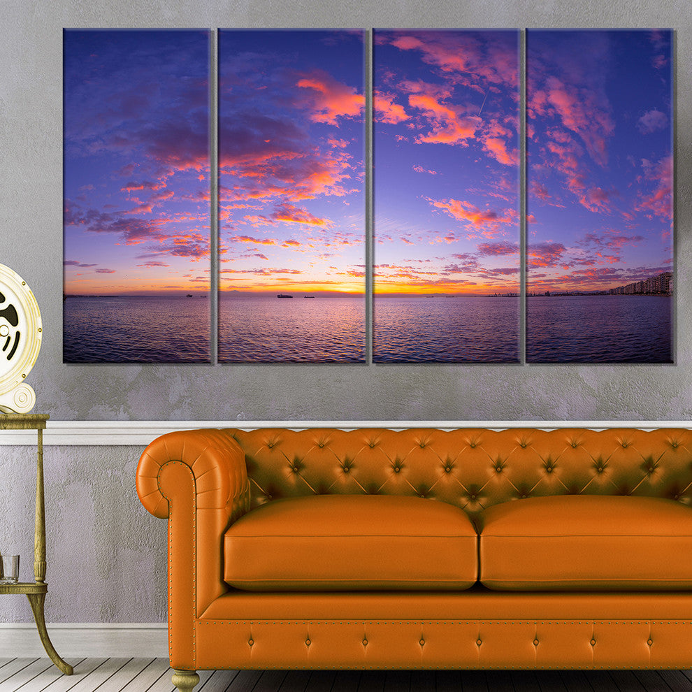 "Composition of Nature Beautiful Seascape" Landscape Wall Art, 4 Panels, 48"x28"
