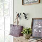 "Wall Climber" Cast Iron Decorative Black Wall Mount Hook, Set of 2